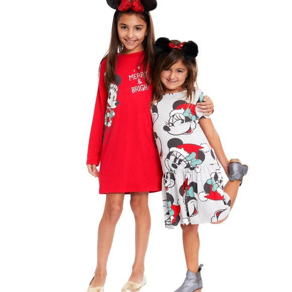 Girls Disney 2 pack  Minnie Mouse Christmas Dresses Size XS 4/5 Small 6/6X NWT - Picture 2 of 6